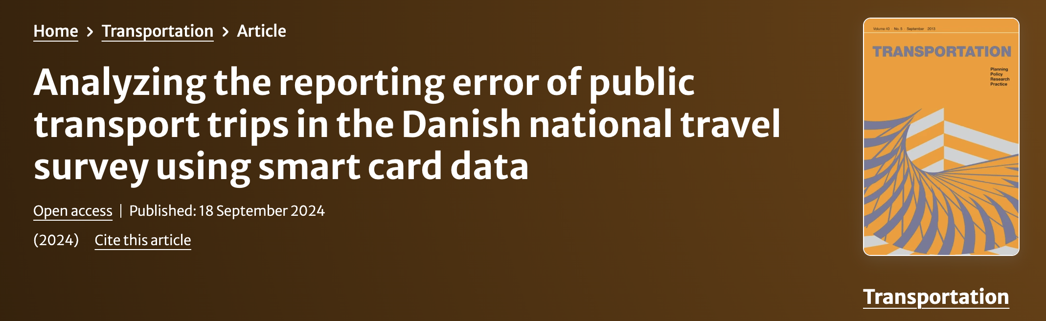 New Paper Published – Analyzing Reporting Errors in Travel Surveys Using Smart Card Data!